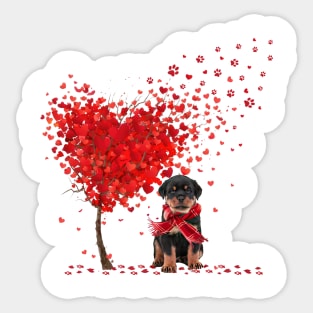 Happy Valentine's Day Heart Tree Rottweiler Sticker